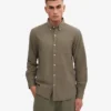 Organic Button Down-Hemd mit Knopfleiste – Staubiges Oliv
