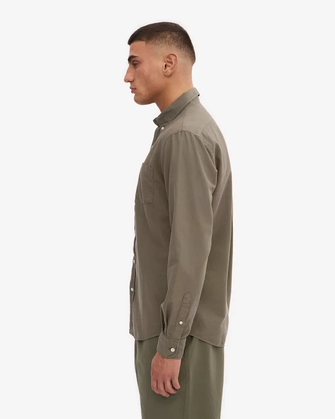 Organic Button Down-Hemd mit Knopfleiste – Staubiges Oliv