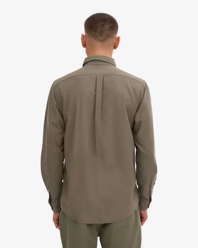 Organic Button Down-Hemd mit Knopfleiste – Staubiges Oliv