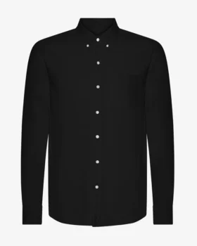 Organic Button Down-Hemd mit Knopfleiste – Tiefschwarz