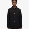 Organic Button Down-Hemd mit Knopfleiste – Tiefschwarz