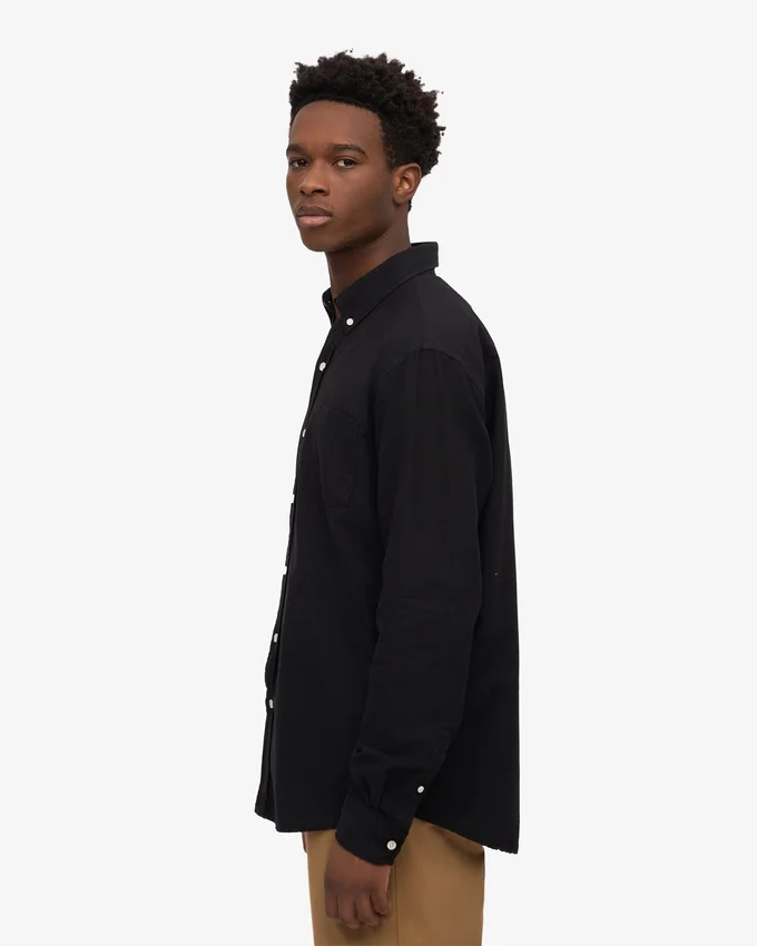 Organic Button Down-Hemd mit Knopfleiste – Tiefschwarz