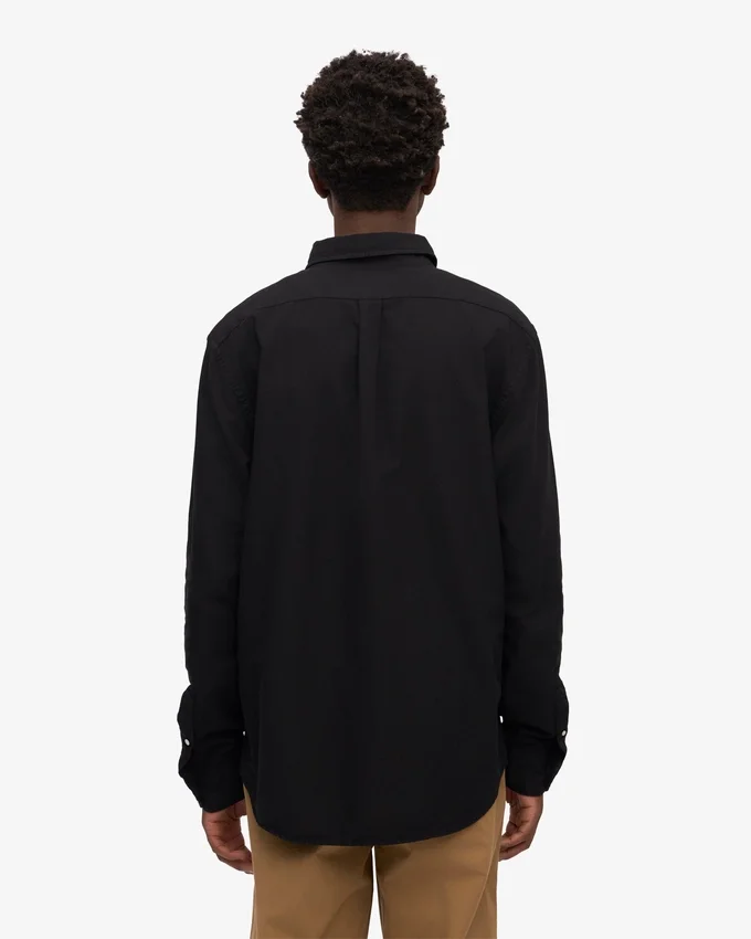 Organic Button Down-Hemd mit Knopfleiste – Tiefschwarz