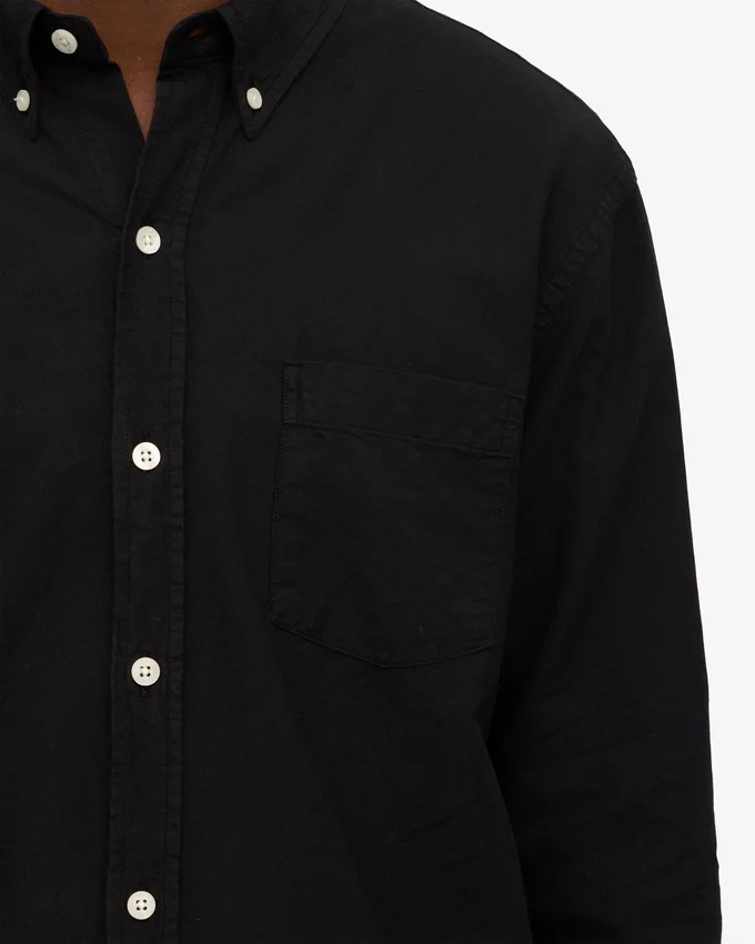 Organic Button Down-Hemd mit Knopfleiste – Tiefschwarz