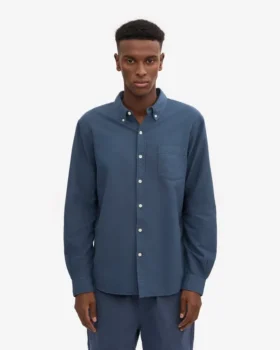 Organic Button Down Hemd – Petrolblau