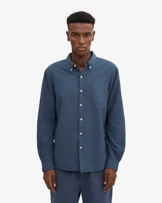 Organic Button Down Hemd – Petrolblau