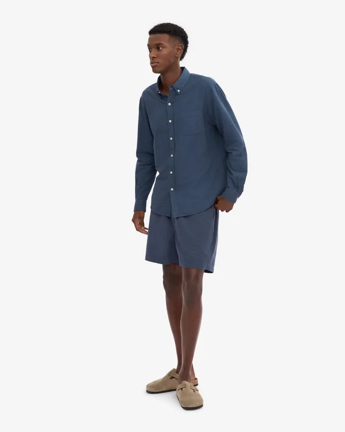 Organic Button Down Hemd – Petrolblau