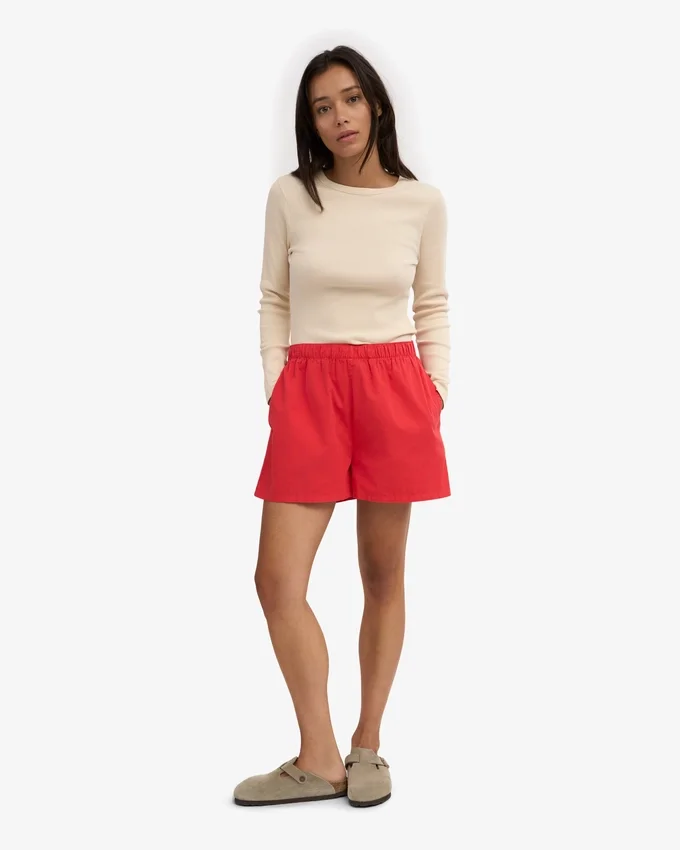 Organic Twill Shorts für Damen – Mandarinenrot