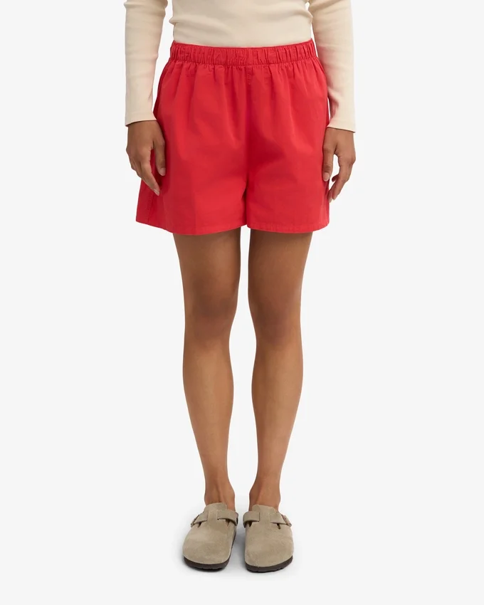 Organic Twill Shorts für Damen – Mandarinenrot