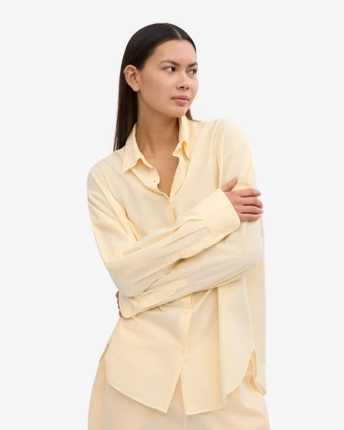 Oversize-Hemd aus Bio-Baumwolle – Zartgelb