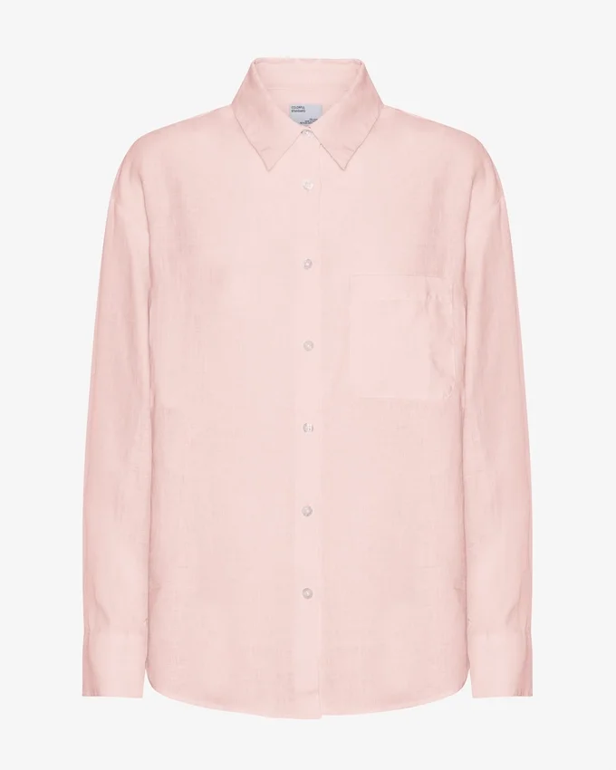 Oversize-Hemd aus Leinen – Faded Pink