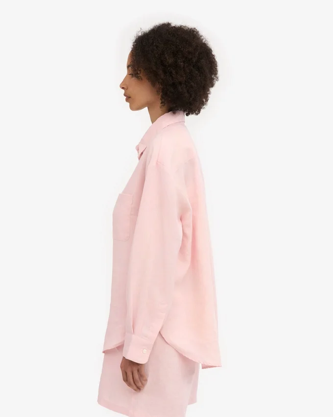 Oversize-Hemd aus Leinen – Faded Pink