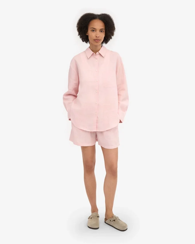 Oversize-Hemd aus Leinen – Faded Pink