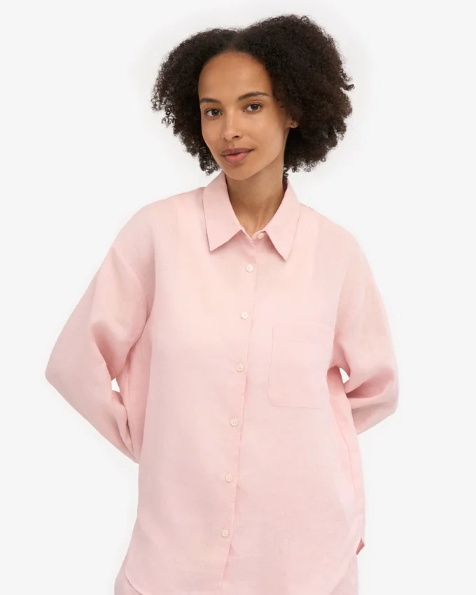Oversize-Hemd aus Leinen – Faded Pink