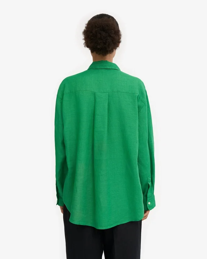 Oversize-Hemd aus Leinen – Kellygrün