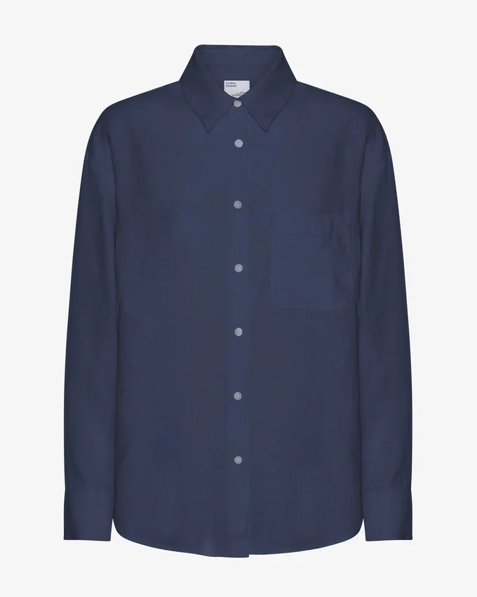 Oversize-Hemd aus Leinen – Marineblau