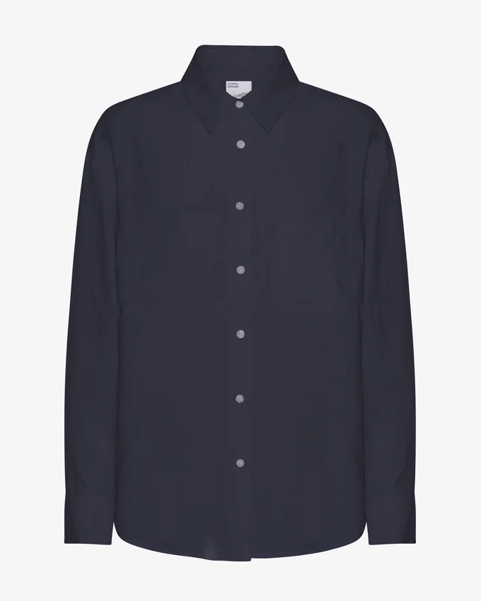 Oversize-Hemd aus Leinen – Marineblau