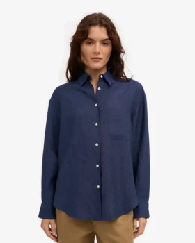 Oversize-Hemd aus Leinen – Marineblau