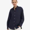 Oversize-Hemd aus Leinen – Marineblau