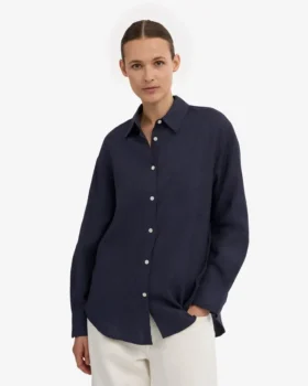 Oversize-Hemd aus Leinen – Marineblau