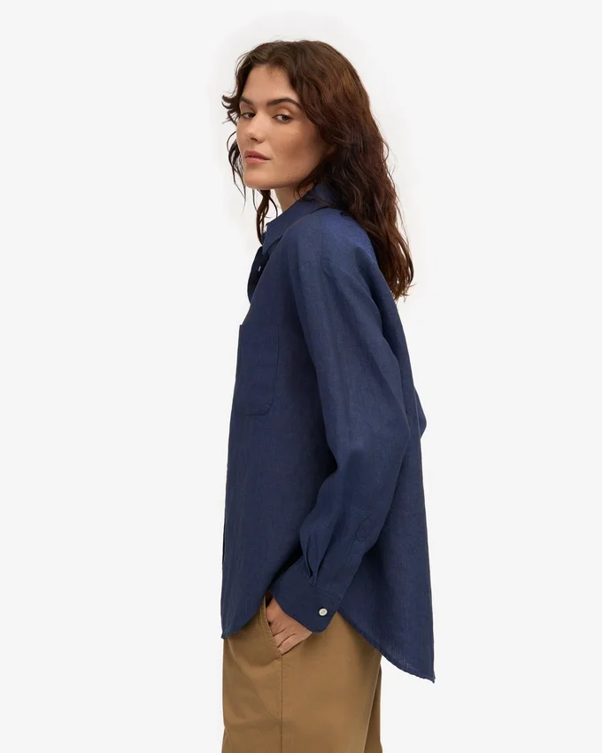 Oversize-Hemd aus Leinen – Marineblau