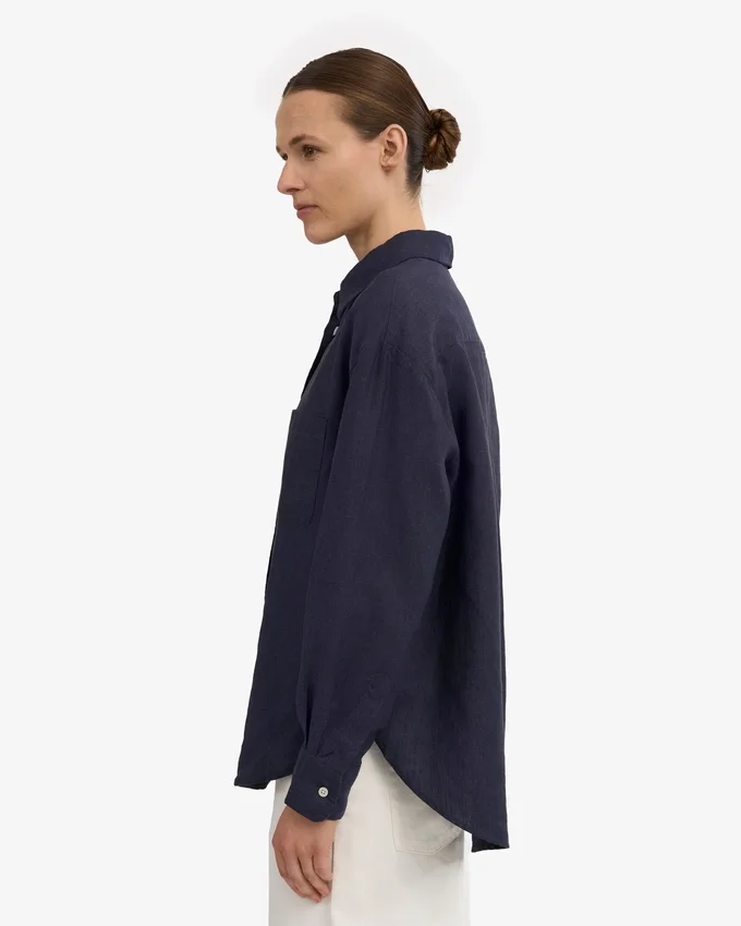 Oversize-Hemd aus Leinen – Marineblau