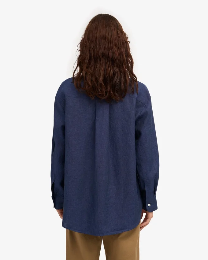 Oversize-Hemd aus Leinen – Marineblau