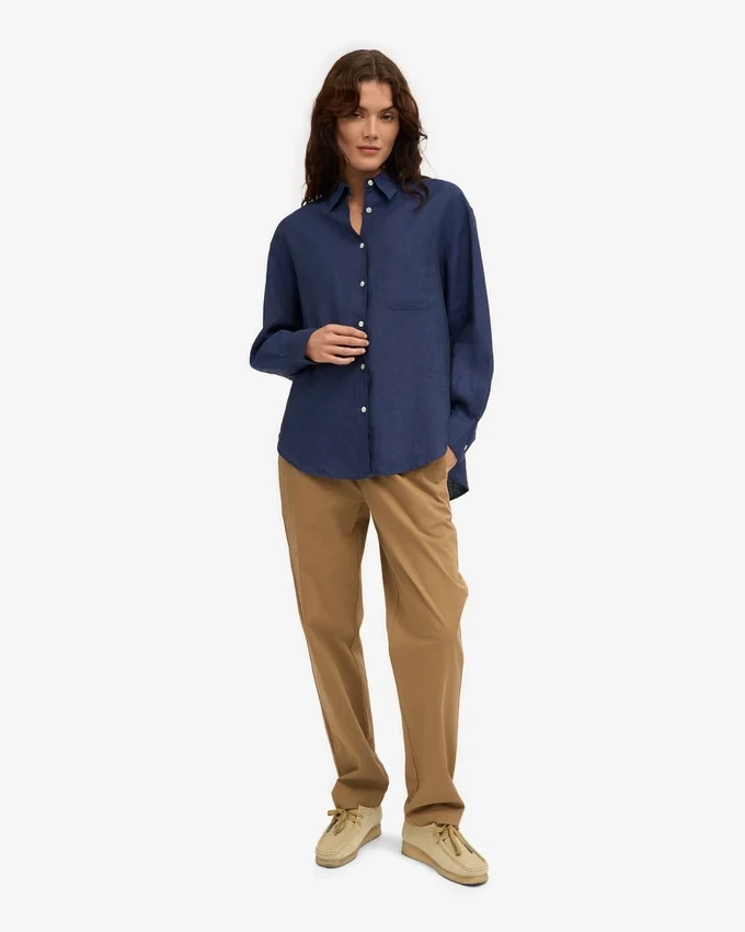 Oversize-Hemd aus Leinen – Marineblau