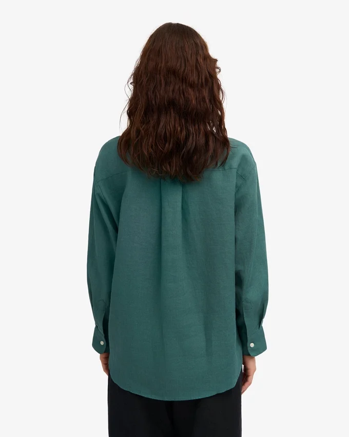 Oversize-Hemd aus Leinen – Ozeangrün