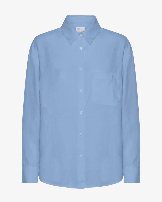 Oversize-Hemd aus Leinen – Seaside-Blau