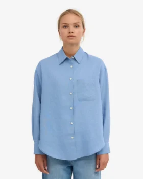 Oversize-Hemd aus Leinen – Seaside-Blau