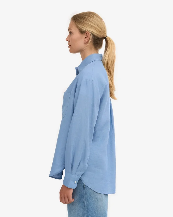 Oversize-Hemd aus Leinen – Seaside-Blau