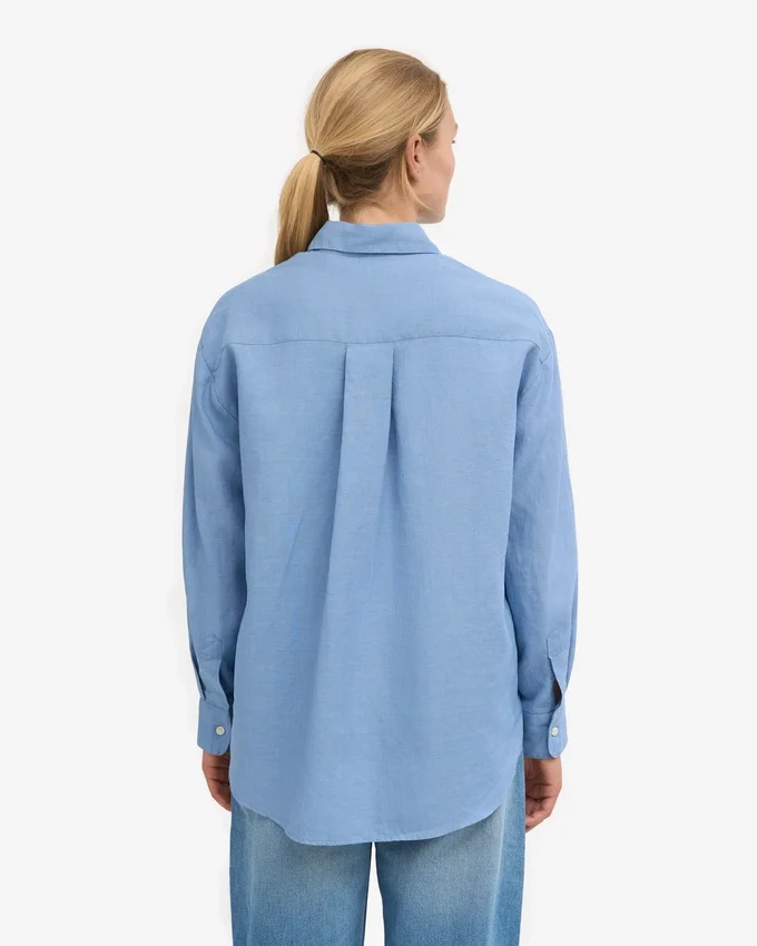 Oversize-Hemd aus Leinen – Seaside-Blau