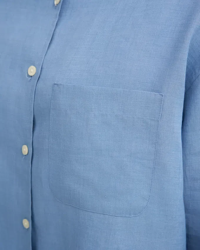 Oversize-Hemd aus Leinen – Seaside-Blau