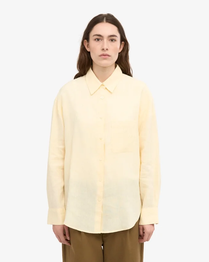 Oversize-Hemd aus Leinen – zartes Gelb