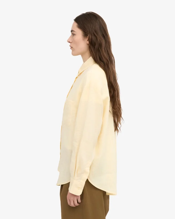 Oversize-Hemd aus Leinen – zartes Gelb