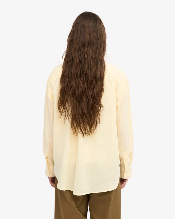 Oversize-Hemd aus Leinen – zartes Gelb