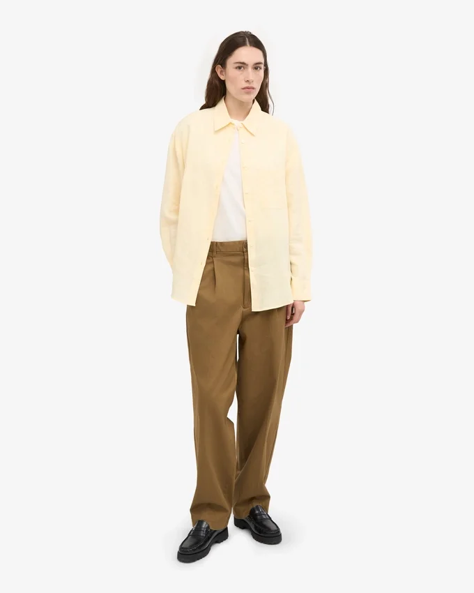 Oversize-Hemd aus Leinen – zartes Gelb