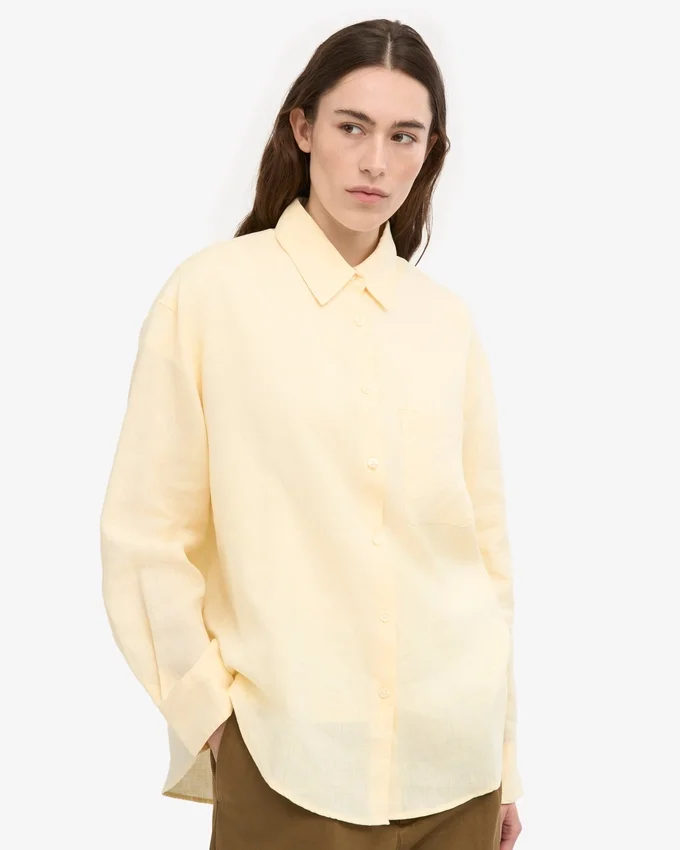 Oversize-Hemd aus Leinen – zartes Gelb