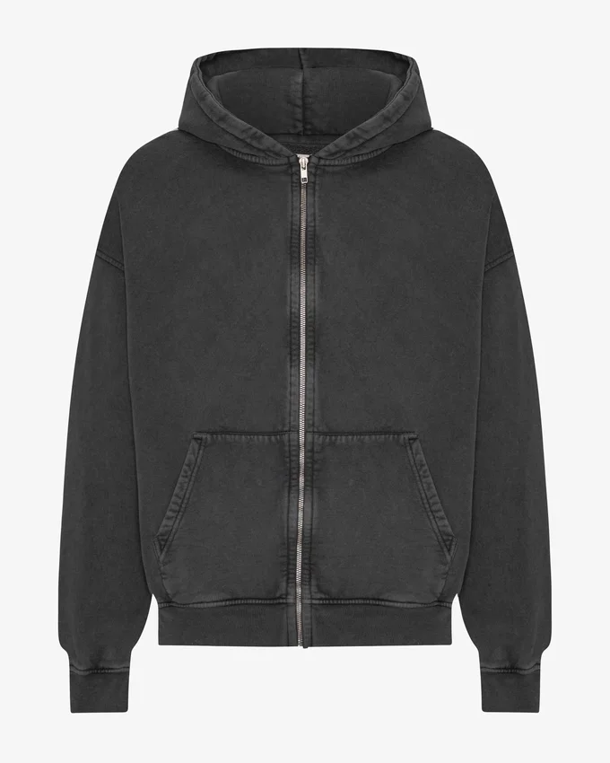Oversize-Kapuzenjacke aus Bio-Baumwolle – Faded Black