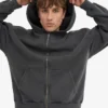 Oversize-Kapuzenjacke aus Bio-Baumwolle – Faded Black