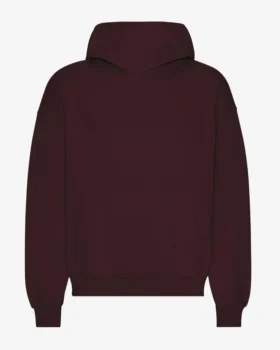 Oversize-Kapuzenpullover aus Bio-Baumwolle – Oxblood-Rot
