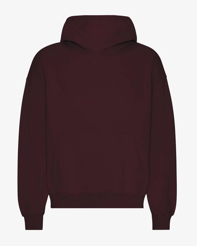 Oversize-Kapuzenpullover aus Bio-Baumwolle – Oxblood-Rot