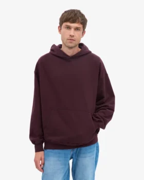 Oversize-Kapuzenpullover aus Bio-Baumwolle – Oxblood-Rot