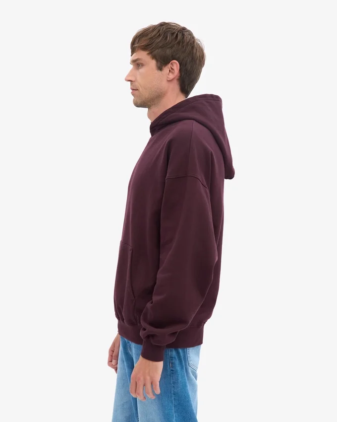 Oversize-Kapuzenpullover aus Bio-Baumwolle – Oxblood-Rot
