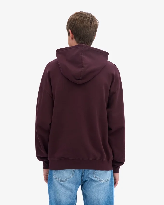 Oversize-Kapuzenpullover aus Bio-Baumwolle – Oxblood-Rot