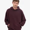 Oversize-Kapuzenpullover aus Bio-Baumwolle – Oxblood-Rot