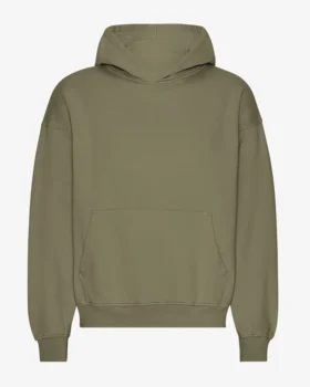 Oversize-Kapuzenpullover aus Bio-Baumwolle – staubiges Oliv