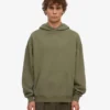 Oversize-Kapuzenpullover aus Bio-Baumwolle – staubiges Oliv