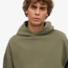 Oversize-Kapuzenpullover aus Bio-Baumwolle – staubiges Oliv